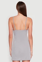 Womens Ribbed Knit Lace Trim Cami Nightgown, S