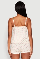 Womens Pointelle Printed Pajama Cami and Shorts Set,