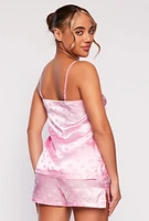 Womens Satin Heart Pajama Cami with Shorts,