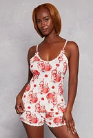 Womens Milkshake Graphic Print Pajama Cami and Shorts, Multi, Size M