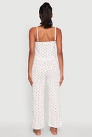 Womens Printed Pattern Pointelle Pajama Cami and Pants,