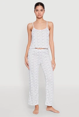 Womens Printed Pattern Pointelle Pajama Cami and Pants, Multi,
