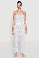 Womens Printed Pattern Pointelle Pajama Cami and Pants, Multi,