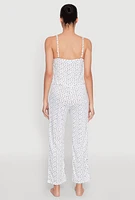 Womens Printed Pattern Pointelle Pajama Cami and Pants, Multi,
