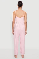 Womens Soft Knit Cami Pajama Onesie, Pink, Size S