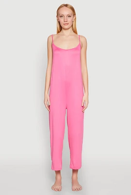 Womens Soft Knit Cami Pajama Onesie, Pink, Size M
