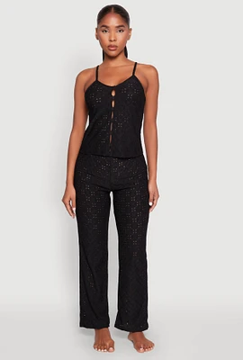 Womens Eyelet Pajama Cami and Pants Set,