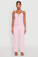 Womens Eyelet Pajama Cami and Pants Set,