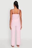 Womens Eyelet Pajama Cami and Pants Set,
