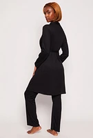 Womens Ribbed Pajama Tank Top and Shorts with Robe,
