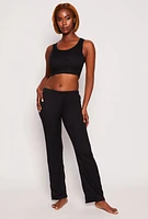 Womens Ribbed Pajama Tank Top and Shorts with Robe, Black, Size L