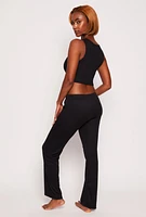Womens Ribbed Pajama Tank Top and Shorts with Robe, Black, Size L