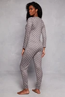 Womens Pillow Talk Polka Dot Pajama Onesie, Grey, Size M