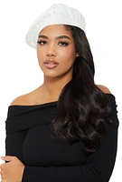 Womens Cable Knit Beret, White