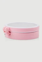 Womens Foldable LED Mini Makeup Mirror, Pink