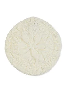 Womens Aran Knit Beret, White