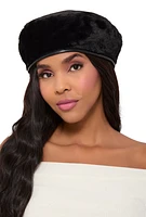 Womens Faux Fur Beret, Black