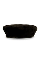 Womens Faux Fur Beret, Black