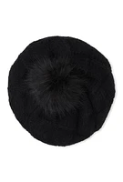 Womens Pom Pom Knit Beret, Black