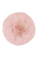 Womens Pom Pom Knit Beret, Pink
