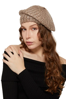 Womens Sequin Beret, Brown