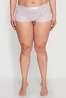 Womens Plus Size Floral Lace V Back Boyshort Panty, Purple, Size 2X