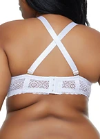 Womens Plus Size Convertible Strap Lace Plunge Bra, White, Size 40C