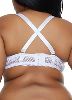 Womens Plus Size Lace Convertible Plunge Bra, White, Size 42D