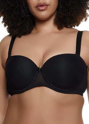 Womens Plus Size Mesh Comfort Balconette Bra, Black, Size 38DD