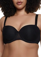 Womens Plus Size Mesh Comfort Balconette Bra, Black, Size 38DD