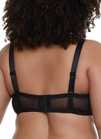 Womens Plus Size Mesh Comfort Balconette Bra, Black, Size 38DD