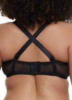Womens Plus Size Mesh Comfort Balconette Bra, Black, Size 42DD