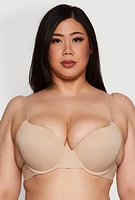 Womens Plus Size Laser Cut Plunge Bra, Beige, Size 40D