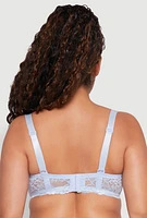 Womens Plus Size Solid Floral Lace Balconette Bra, Blue, Size 38D