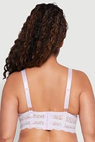 Womens Plus Size Floral Lace Caged Front Plunge Longline Bra, Purple, Size 40D