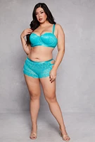 Womens Plus Size Floral Patterned Lace Balconette Bra | Convertible To Strapless, Blue, Size 44D