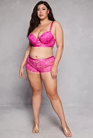Womens Plus Size Lace Keyhole Plunge Bra, Pink, Size 38D