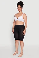 Womens Plus Size Seamless Padded Push Up Plunge Bra, White, Size 42C