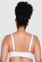 Womens Plus Size Seamless Padded Push Up Plunge Bra, White, Size 42C