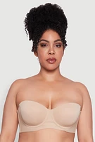 Womens Plus Padded Push-Up Balconette Bra | Convertible to Strapless, Beige,