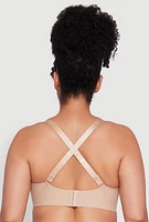 Womens Plus Padded Push-Up Balconette Bra | Convertible to Strapless, Beige,