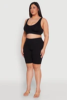 Womens Plus Size Seamless V Neck Sports Bra, Black, Size 3X