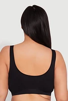 Womens Plus Size Seamless V Neck Sports Bra, Black, Size 3X