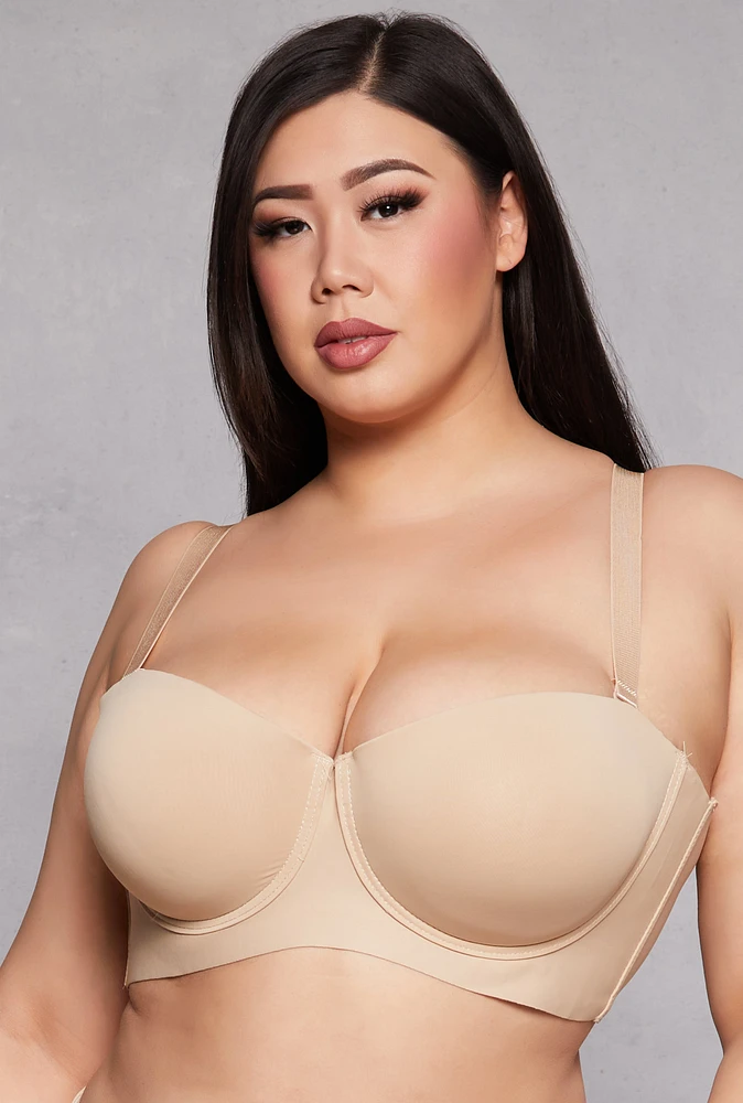 Womens Plus Basic Balconette Bra | Converts to Strapless, Beige,