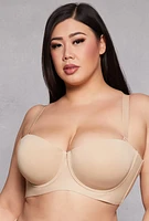 Womens Plus Basic Balconette Bra | Converts to Strapless, Beige,
