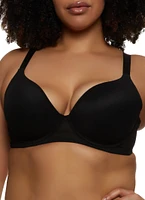 Womens Plus Size Mesh Detail Plunge Bra, Black, Size 42DD