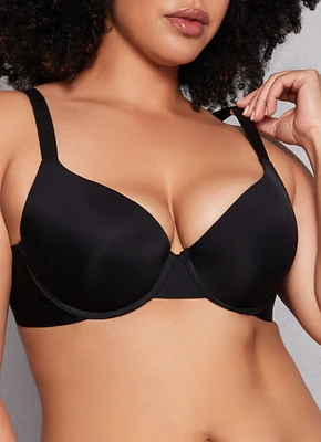 Womens Plus Size Push Up Plunge Bra, Black, Size 38C