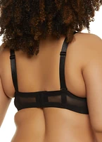 Womens Plus Size Basic Mesh Balconette Bra | Convertible to Strapless, Black, Size 38DD