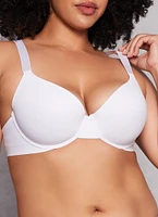 Womens Plus Size Basic Bra, White, Size 42D