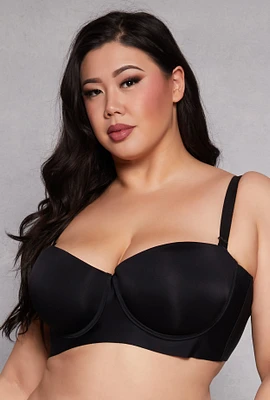 Womens Plus Size Balconette Bra | Converts to Strapless, Black, Size 40C